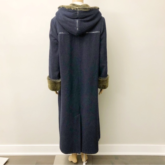 Vintage Cashmere Wool Oversized Fuax Fux Winter Long Pea Coat Maxi Jacket. Large - Picture 5 of 16